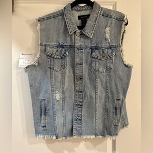Karen Kane Denim Vest with Distressed Details